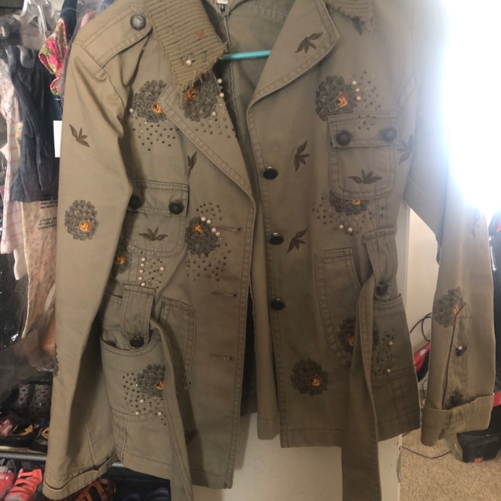 Sugar Lips Embroidered Belted Jacket Sz S - Picture 3 of 4